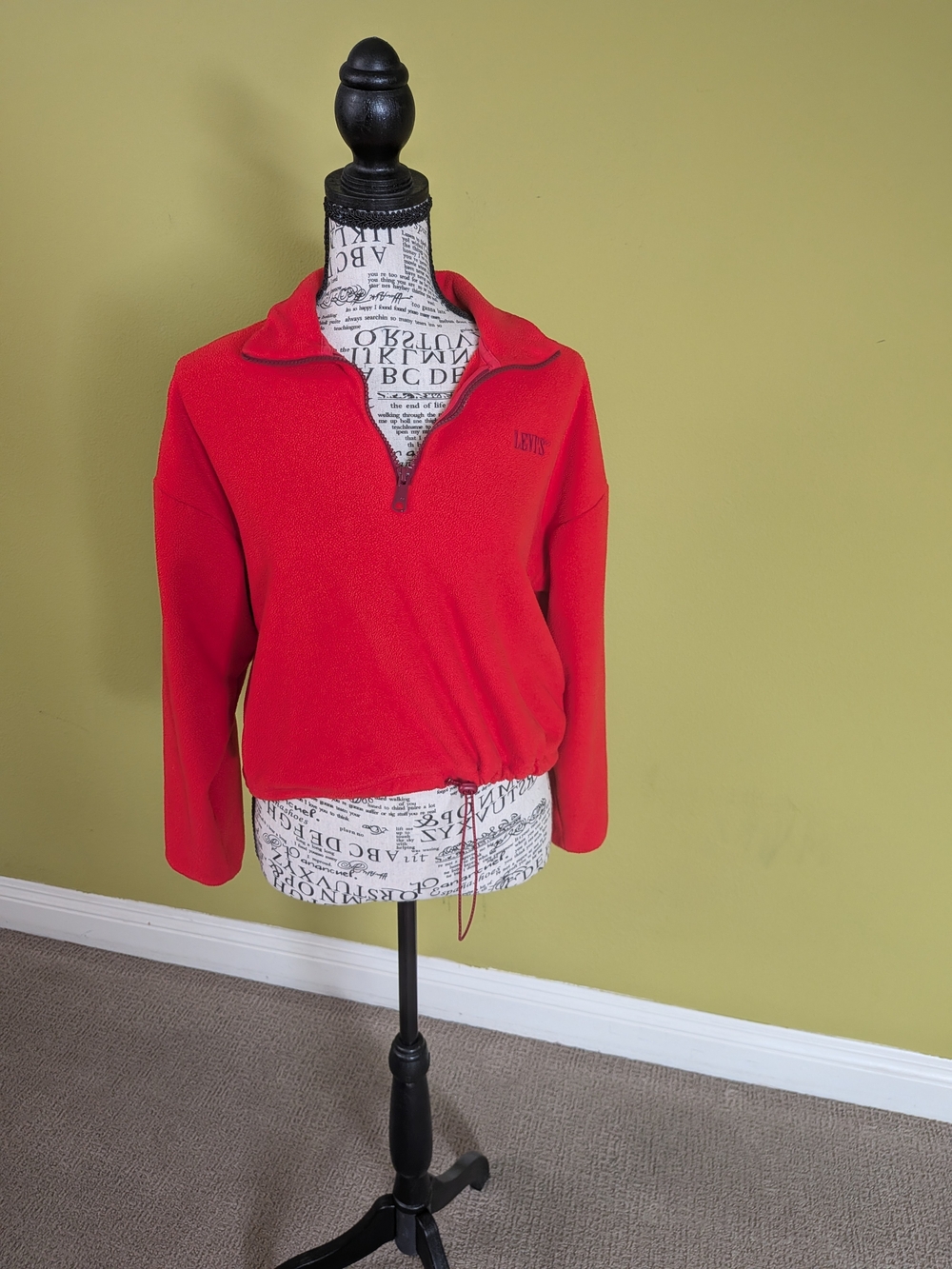 Red Half-Zip Pullover Sweatshirt